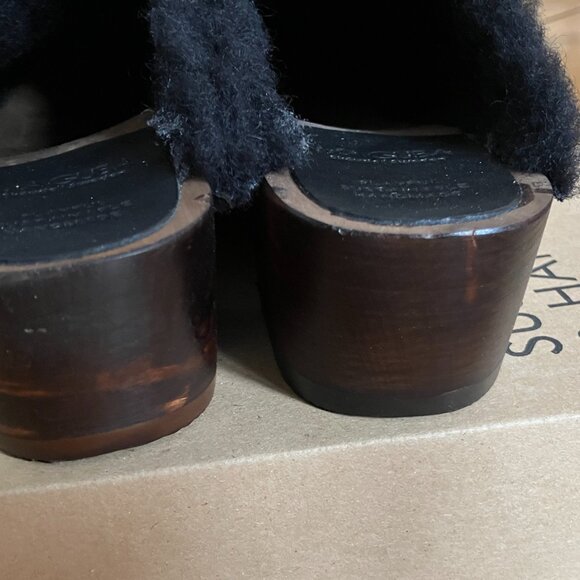Maguba Troentorp Shearling Clogs Black Suede Oslo Winter Mules - Picture 7 of 9